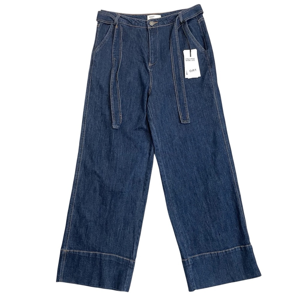 OAT New York Wide Leg Baggy High Rise Dark Blue Wash Jeans